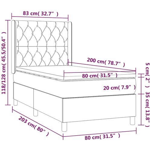  Krevet s oprugama i madracem plavi 80x200 cm od tkanine Slike