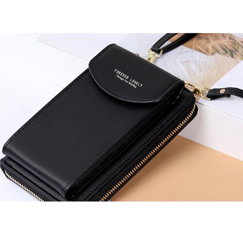 INF Usnjena torbica za telefon - elegantna in prostorna torbica za čez telo Black, (21872298) Cene
