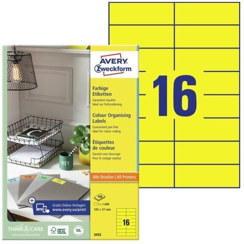  Etikete zweckform 3455 rumena 105x37 ZWECKFORM Slike