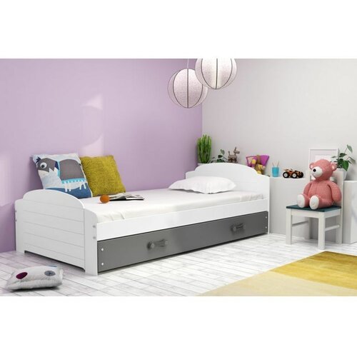 Drveni dečiji krevet lili sa fiokom 200x90 cm - grafit Cene