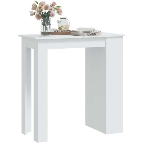 VidaXL Barski stol sa stalkom za pohranu bijeli 102x50x103,5cm iverica Slike