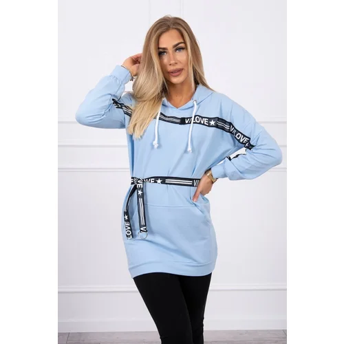 Kesi Dress decorated with a tape with inscriptions cyan