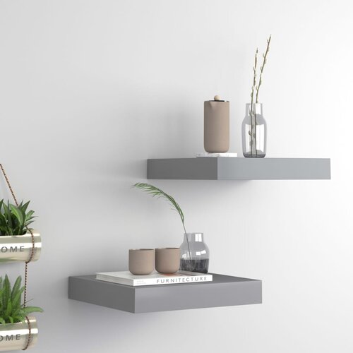 vidaXL Stenske police 2 kosa sive 23x23,5x3,8 cm MDF Cene