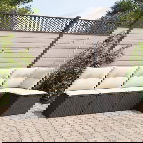 VidaXL 5-dijelna vrtna garnitura od poliratana s jastucima crna Slike