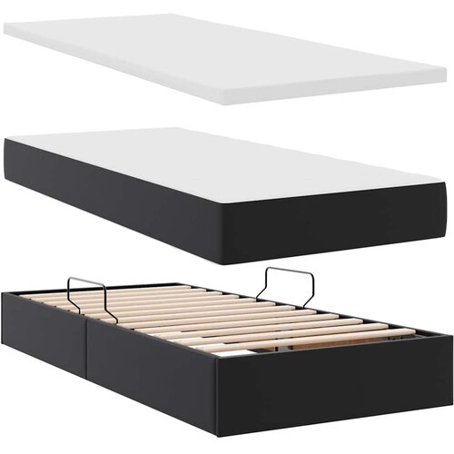  Krevet s od storage s uzglavljem Crna 180 x 200 cm Lažna koža Slike
