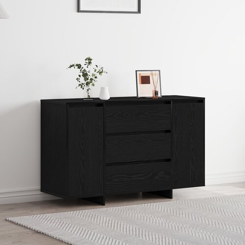 VidaXL Komoda Crna Hrast 120x41x75 cm Konstruirano drvo Slike