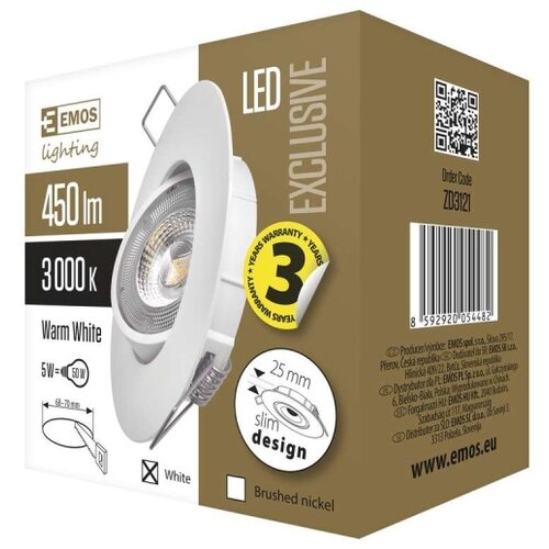 Emos LED ugradno plafonsko svetlo EXCLUSIVE LED/5W/230V 3000 K bela Cene