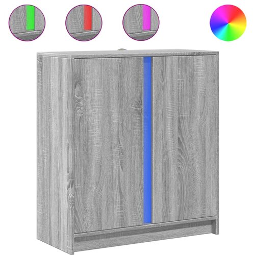 Maison Chic Komoda - Predalnik z LED siva sonoma 77x34x85 cm inženirski les, (21721740) Slike