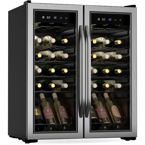 Klarstein Vinamour hladilnik za vino, 2 hladilni coni, 7 polic, upravljanje na dotik (36 steklenic), črna, (21673130) Cene