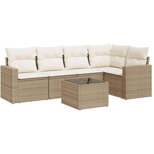 VidaXL 6-dijelni set vrtnih sofa s jastucima bež od poliratana Slike
