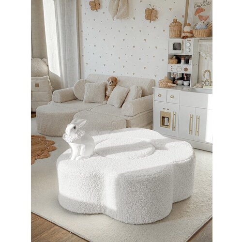MeowBaby Bijeli set mekanih igrački od pjene 3 kom od boucle tkanine visina 27 cm 88x90 cm &ndash; Cijene