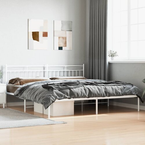  The Living Store Kovinski posteljni okvir z vzglavjem bel 200x200 cm - Posteljni Okvir, (21448821) Slike