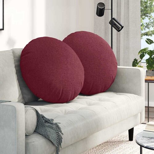 vidaXL Sedežne blazine 2 pcs Vinorodna rdeča &Oslash;60 x 21 cm blago Cene