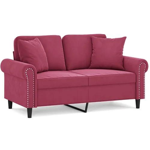 MAISON CHIC kavč - Sofa - Kanape dvosed z blazinami vinsko rdeč 120 cm žamet, (21727896)