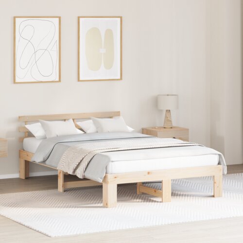 VidaXL okvir kreveta od borovine Prirodni Masivna borovina 120 x 200 cm Slike