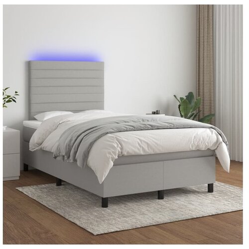  Krevet box spring s madracem LED svjetlosivi 120x200 cm tkanina Cene