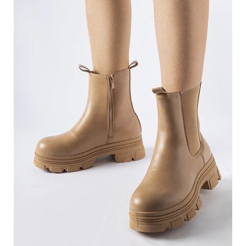 Gemre Beige platform ankle boots Placido Cene
