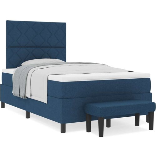vidaXL Box Spring Krevet s Madracem i Klupom Plavi 120x200 cm Tkanina Cene