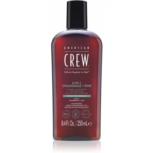 American Crew 3 in 1 Chamimile + Pine 3 u1 šampon, regenerator i gel za tuširanje za muškarce 250 ml