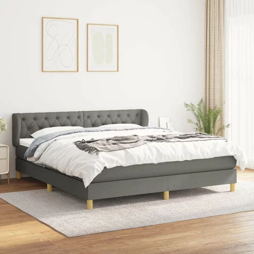  Box spring postelja z vzmetnico temno siva 160x200 cm blago, (20790097)