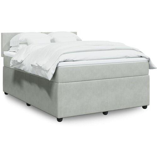VidaXL Box spring postelja z vzmetnico svetlo siva 160x200 cm žamet Slike