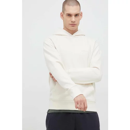 New Balance Bombažen pulover moška, bež barva, s kapuco