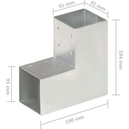 VidaXL spojnici za stupove u l-obliku 4 kom pocinčani metal 91 x 91 mm Slike