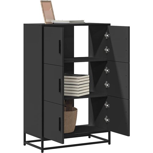 VidaXL Visoka omara črna 68x35x106,5 cm inženirski les in kovina Slike