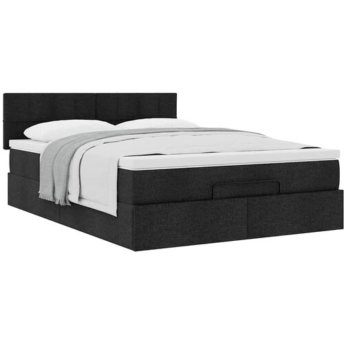 VidaXL Otomanski posteljni okvir z vzmetnico črn 140x200 cm blago Slike