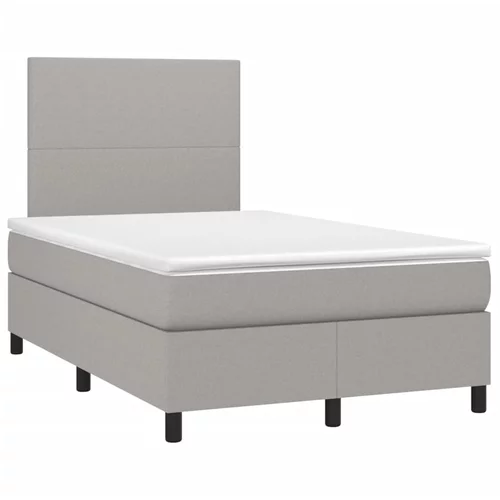 vidaXL Boxspring postelja z vzmetnico svetlo siva 120x190 cm blago, (21128638)