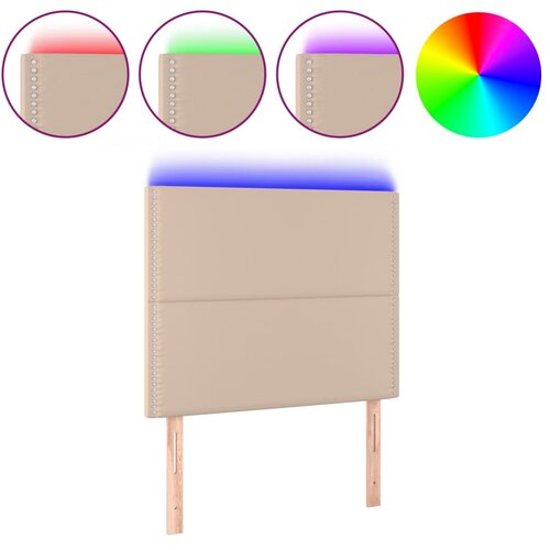 Maison Chic LED Posteljno vzglavje - Vzglavna omarica - Nočna omarica kapučino 90x5x118/128 cm umetno usnje, (21709969) Cene