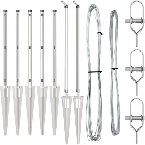 vidaXL Odpiralni stebri z vrhom 7 kos Ø32 mm 60 cm Galvanizirano jeklo Cene