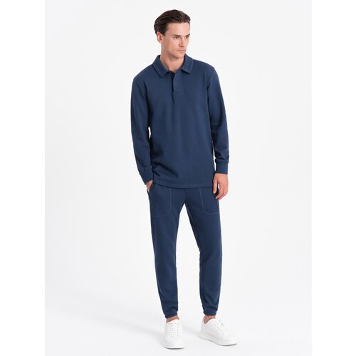 Ombre Men&amp;#039;s tracksuit set sweatshirt with polo collar + pants Slike
