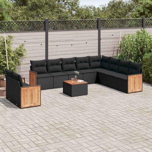  11-dijelni set vrtnih sofa od poliratana s jastucima crni Cijene
