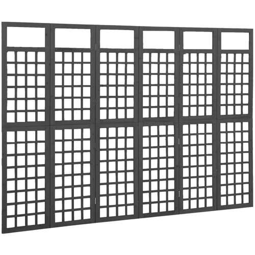 VidaXL Sobna pregrada / re&amp;scaron;etka sa 6 panela jelovina 242,5x180 cm crna Slike