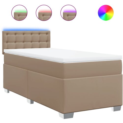 VidaXL Krevet s oprugama i madrac cappuccino 100x200cm od umjetne kože Slike