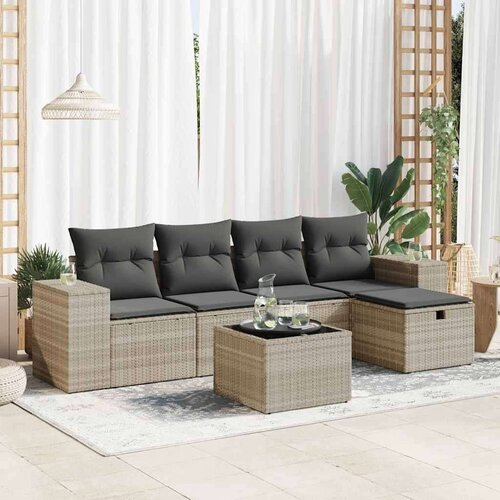 vidaXL 6-dijelni set vrtnih sofa od poliratana s jastucima svjetlosivi Cijene