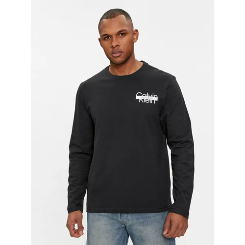 Calvin Klein Majica z dolgimi rokavi Logo K10K112891 Črna Regular Fit