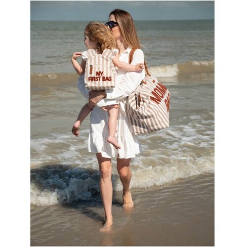 Childhome otro&amp;scaron;ki nahrbtnik my first bag stripes nude/terracotta Slike