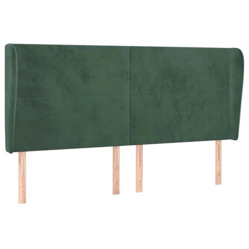 VidaXL Vzglavje z u&amp;scaron;esi temno zeleno 203x23x118/128 cm žamet, (20952920) Slike