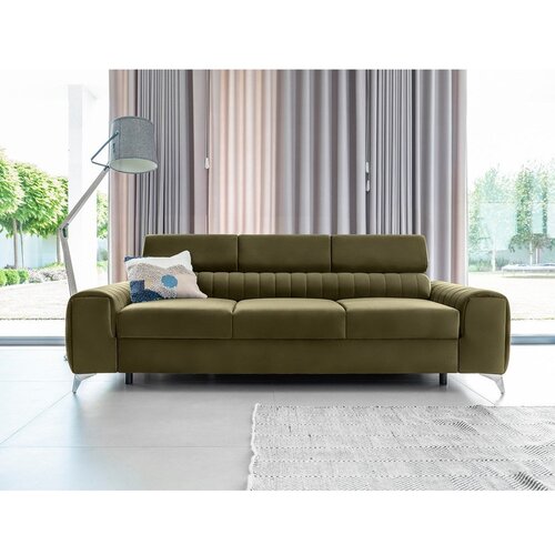 ELTAP Kaki zelena žametna raztegljiva sedežna garnitura 261 cm Laurence &amp;ndash; Slike