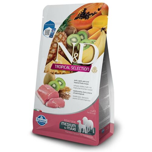 N&d suva hrana za pse tropical selection medium/maxi svinjetina, spelta, ovas i tropsko voće 2kg Slike