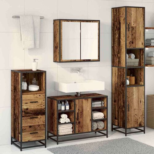  Set namje&amp;scaron;taja za kupaonicu 3 pcs Staro drvo 80 x 33 x 60 cm Slike