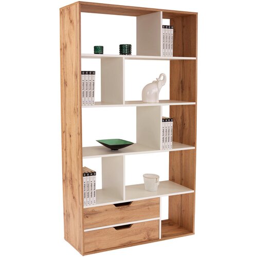 CARRYHOME predelna stena 110/185/32 cm bela, barve hrasta, svetlo rjava Slike