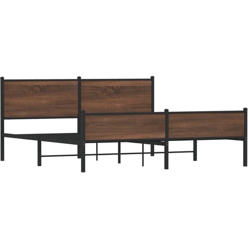 VidaXL Kovinski posteljni okvir brez vzmetnice rjavi hrast 183x213 cm, (21369128) Slike