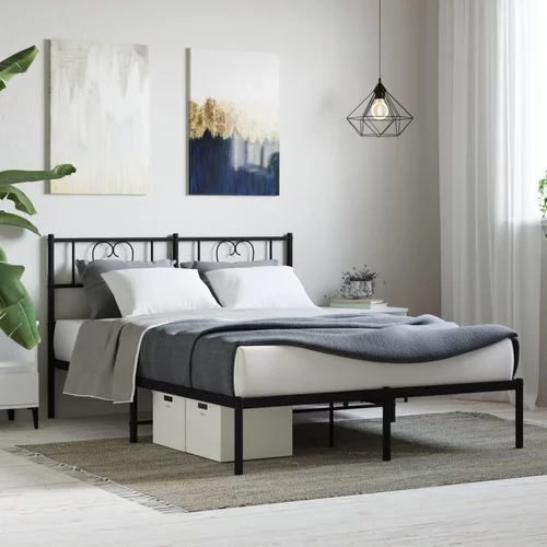 vidaXL Kovinski posteljni okvir z vzglavjem črn 160x200 cm