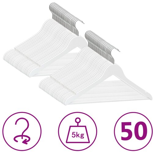 The Living Store 50-dijelni set vješalica protuklizni bijeli od tvrdog drva Cene