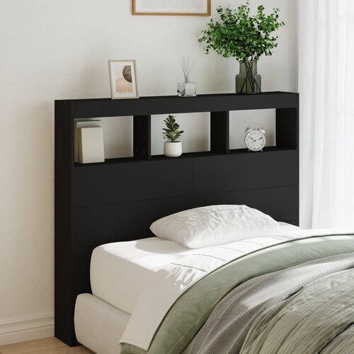 Ormarić za uzglavlje s LED svjetlima crni 120 x 17 x 102 cm Cijene