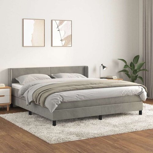  Box spring postelja z vzmetnico svetlo siva 180x200 cm žamet, (20790468) Slike