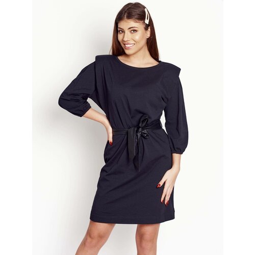 LeMonada Black dress mini padded shoulders pasel Slike